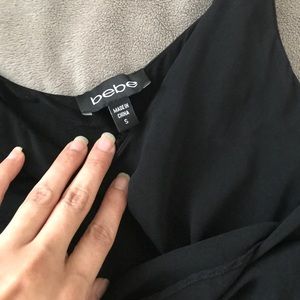 Bebe Silk Asymmetrical One Shoulder Top